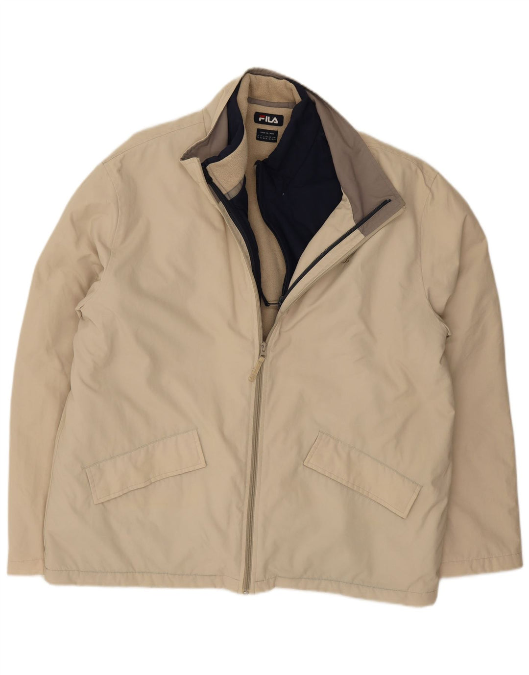 FILA Mens Bomber Jacket UK 42 XL Beige Polyamide