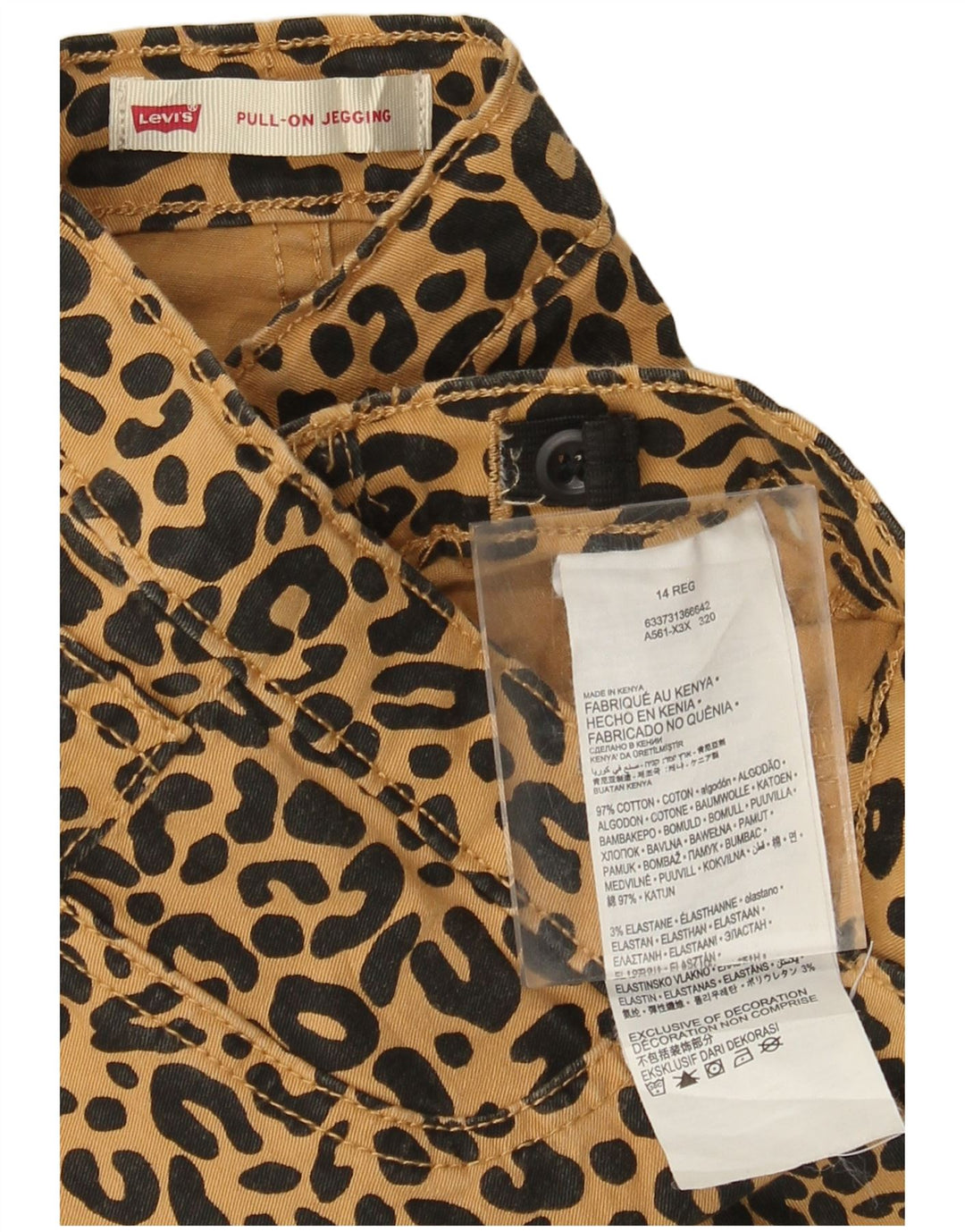 LEVI'S Girls Jeggins Casual Bukser 13-14 år Beige Dyreprint Bomuld