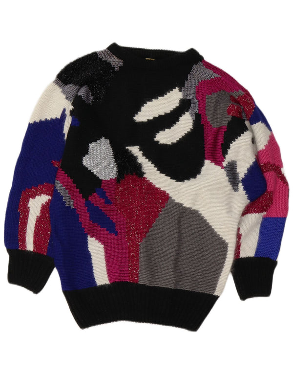 VINTAGE Dame Boat Neck Jumper Sweater UK 8/10 Small Multicolored