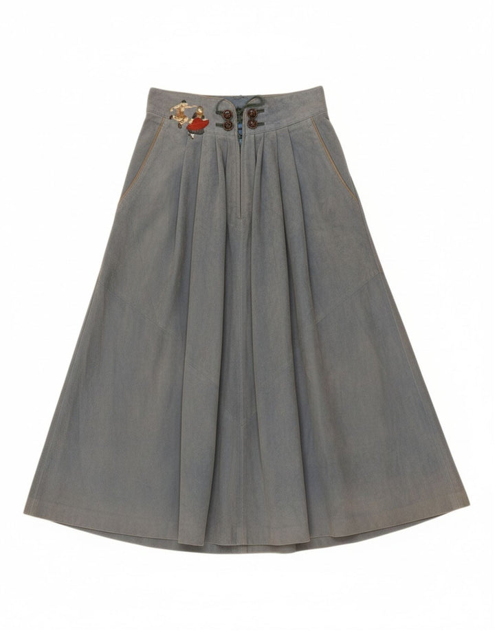 MEINDL Womens Trachten Suede Flared Skirt EU 36 Small W27  Blue