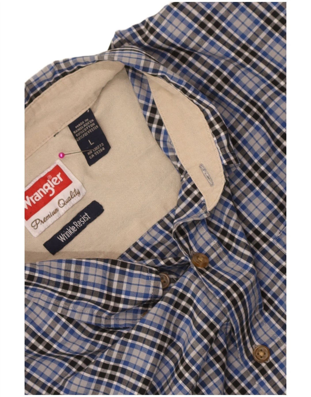 Wrangler herreskjorte stor blå ternet bomuld