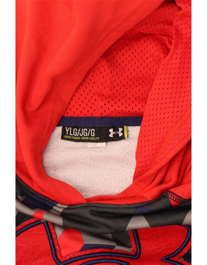 UNDER ARMOUR Løs hættetrøje til piger 11-12 år Stor Rød Geometrisk