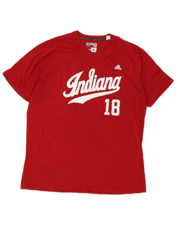 Adidas Herre Indiana Grafisk T-Shirt Top XL Rød Polyester