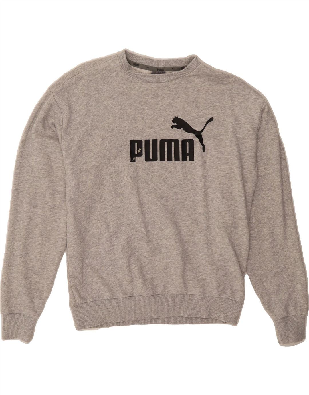 PUMA Womens Oversized Graphic Sweatshirt Jumper UK 10 Small Grey Cotton Vintage Puma and Second-Hand Puma from Messina Hembry 