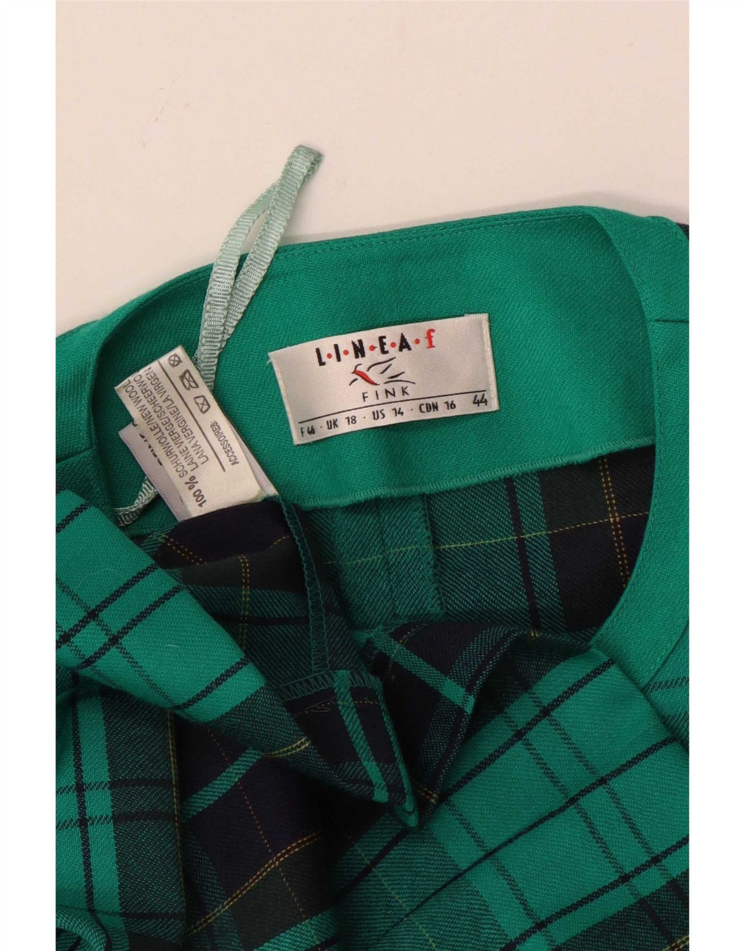 Fink Dame Blazer Jacket UK 18 XL Grøn Ternet Virgin Wool