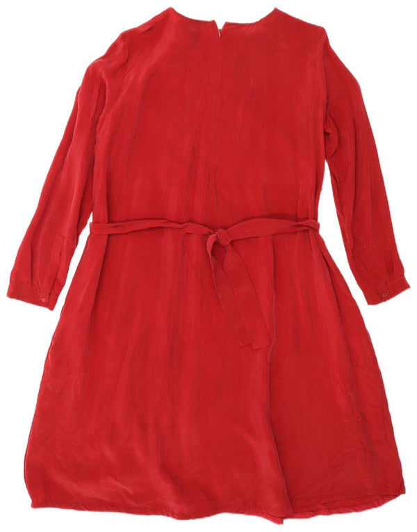 Cos Dame Langærmet Loose Fit Basic Kjole EU 36 Small Red Cupro