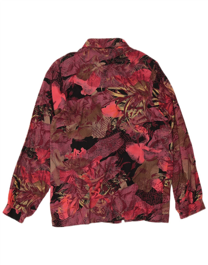 Vintage kvinders 2-delt nederdelsæt UK 12 Medium W27 Burgundy Floral Retro