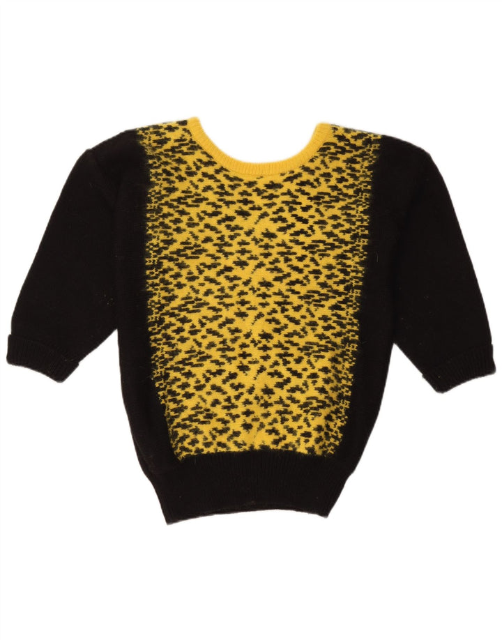 Oui Dame V-hals sweater UK 14 Medium Sort Colourblock