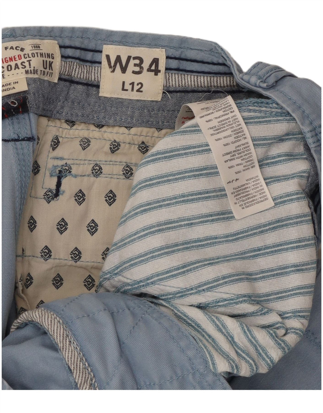 Fat Face Herre Regular Fit Cargo Shorts W34 Large Blue Cotton