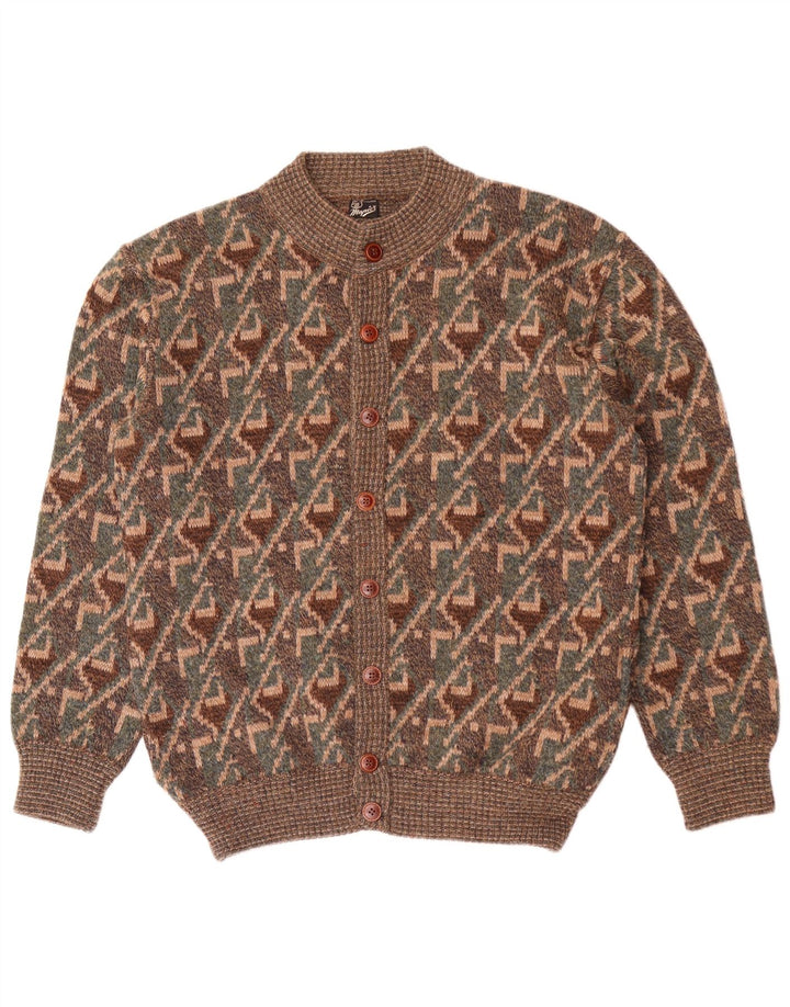 Mapier Herre Cardigan Sweater Stor Brun Geometrisk