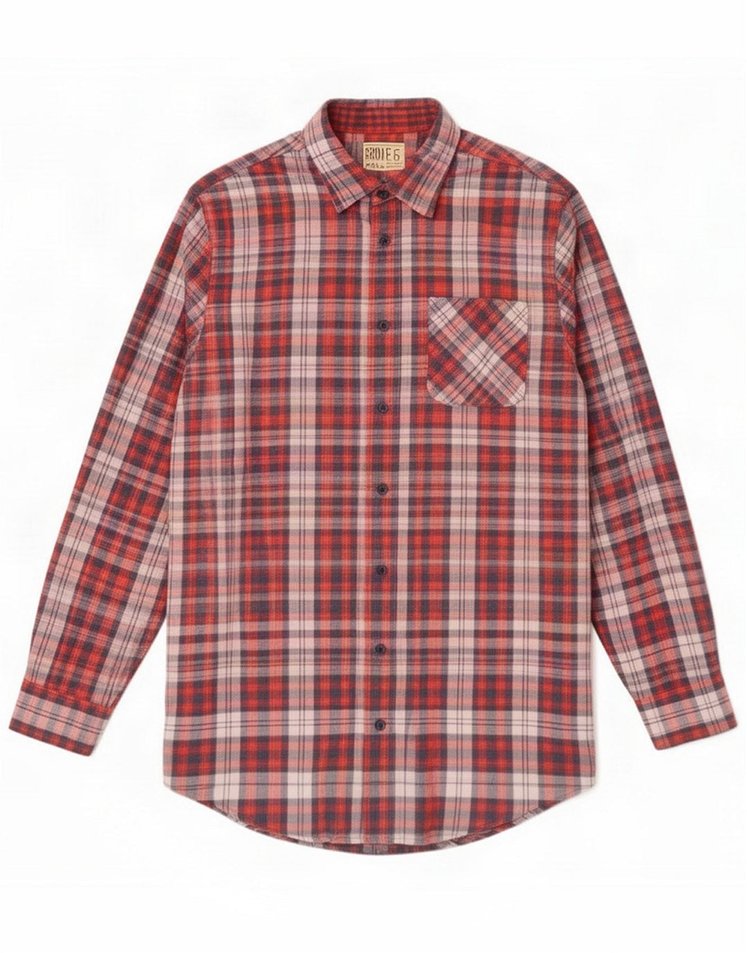 Vintage Flannelskjorte til mænd Medium rød ternet bomuld