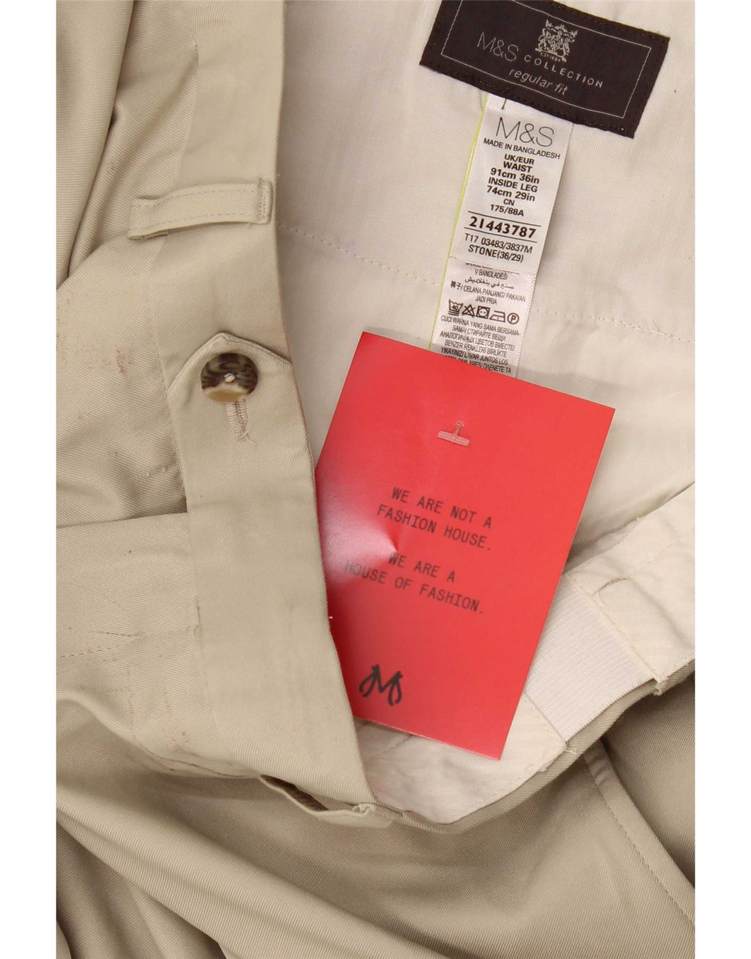 Marks & Spencer Herre Regular Fit Suit Bukser W36 L29 Beige Polyester