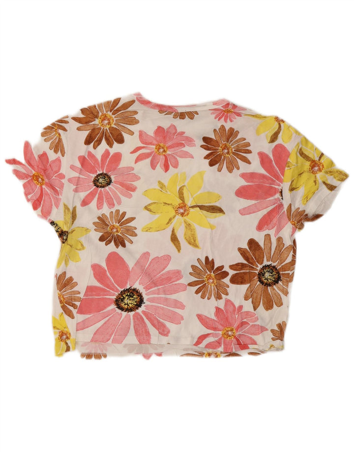 ZARA Dame Oversized grafisk T-shirt Top UK 10 Small Multicolored Floral