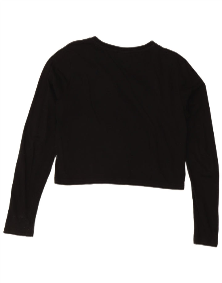 FILA Womens Crop Graphic Top Langærmet UK 14 Medium Black