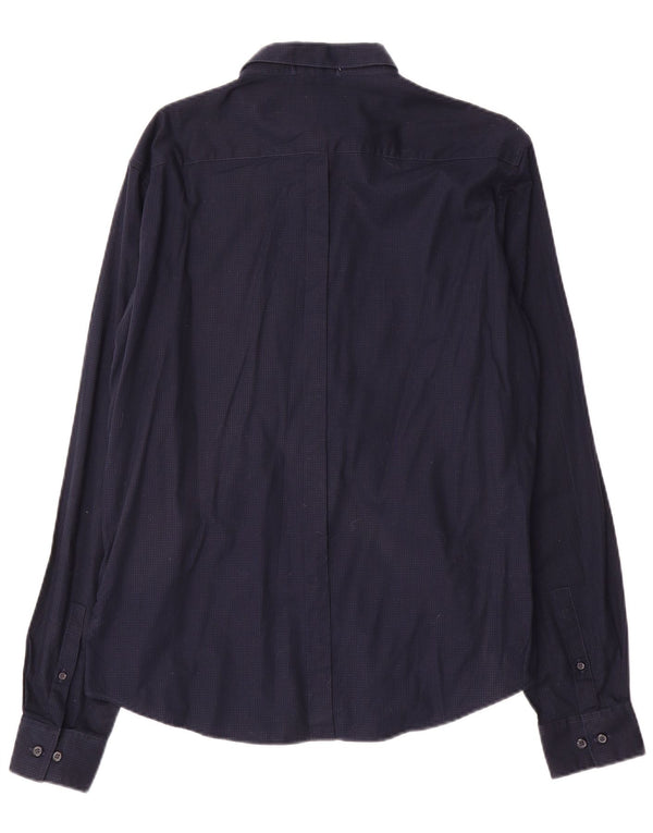 Dkny Herreskjorte Large Navy Blue Gingham Cotton