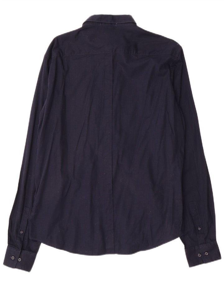 Dkny Herreskjorte Large Navy Blue Gingham Cotton
