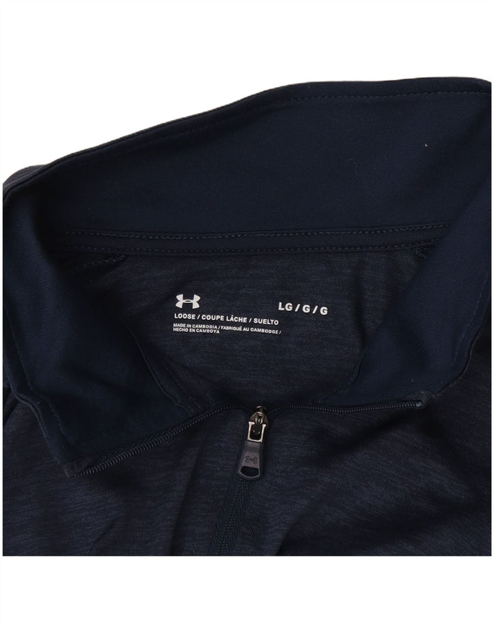 Under Armour Herre Loose Fit Zip Neck Top Langærmet Stor Blå