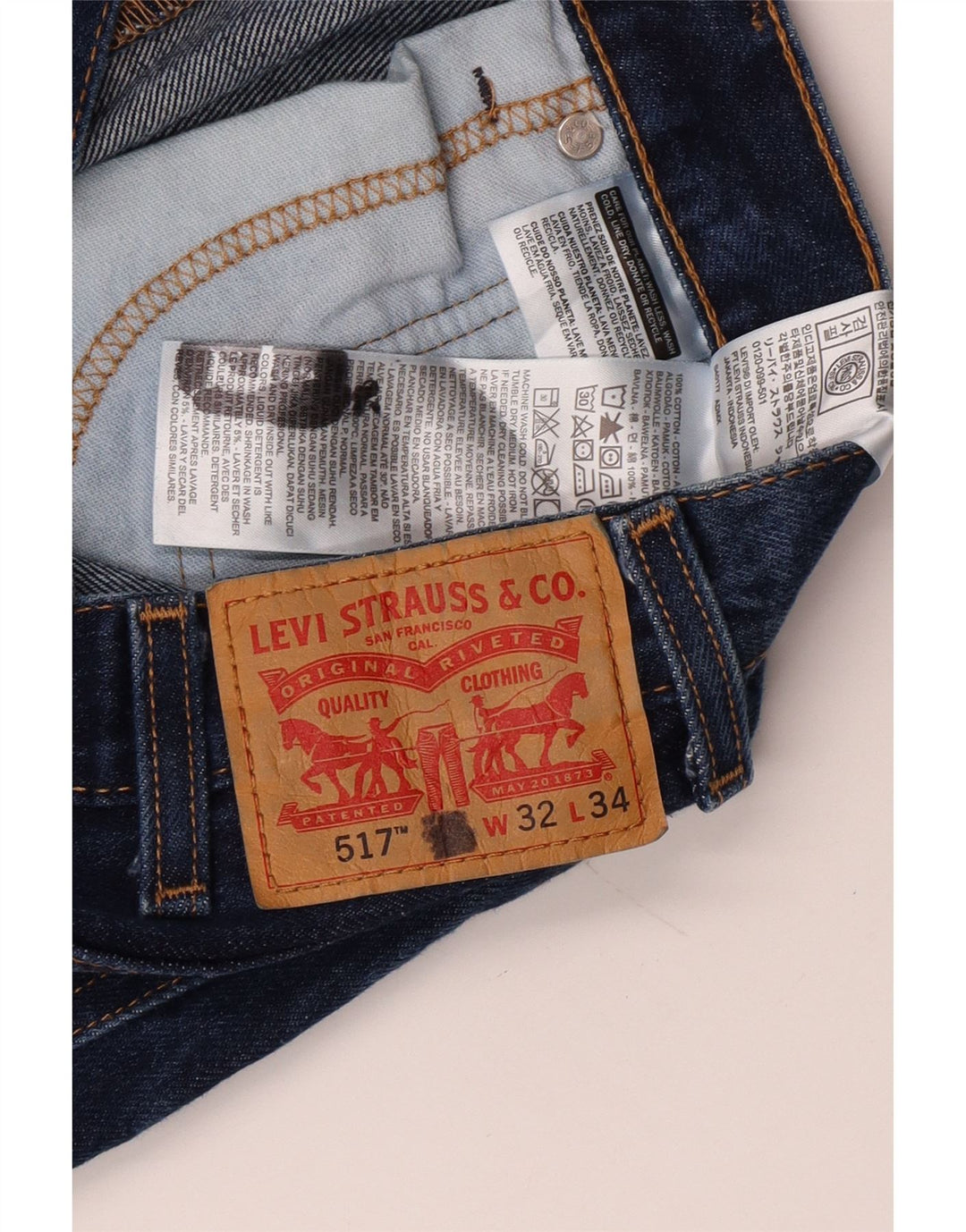 LEVI'S Mens 517 Denim Shorts W32 Medium Navy Blue Cotton