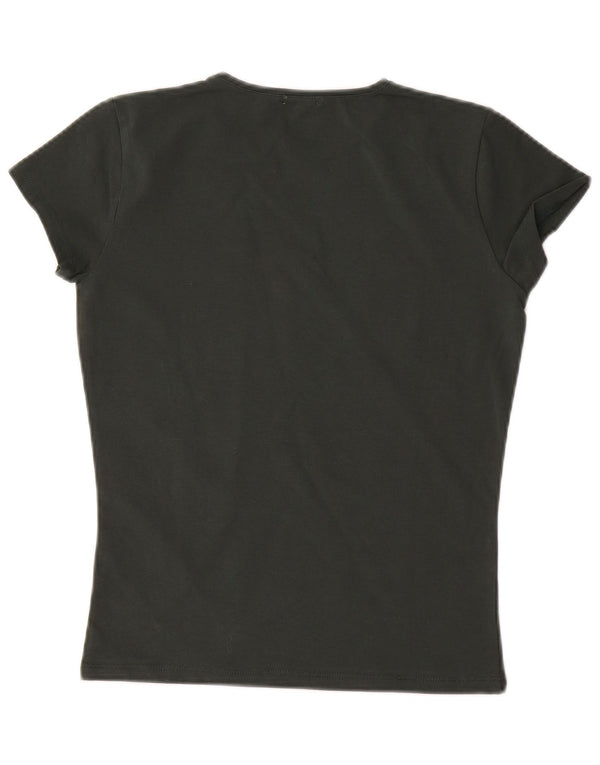 MASSIMO DUTTI Dame T-Shirt Top UK 10 Lille Grøn Bomuld