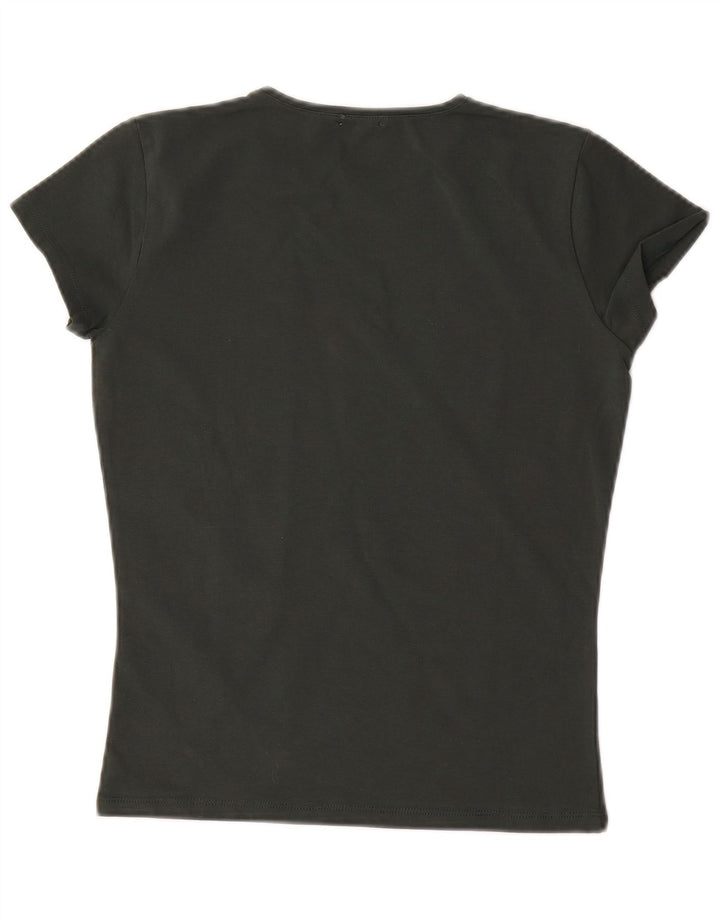 MASSIMO DUTTI Dame T-Shirt Top UK 10 Lille Grøn Bomuld