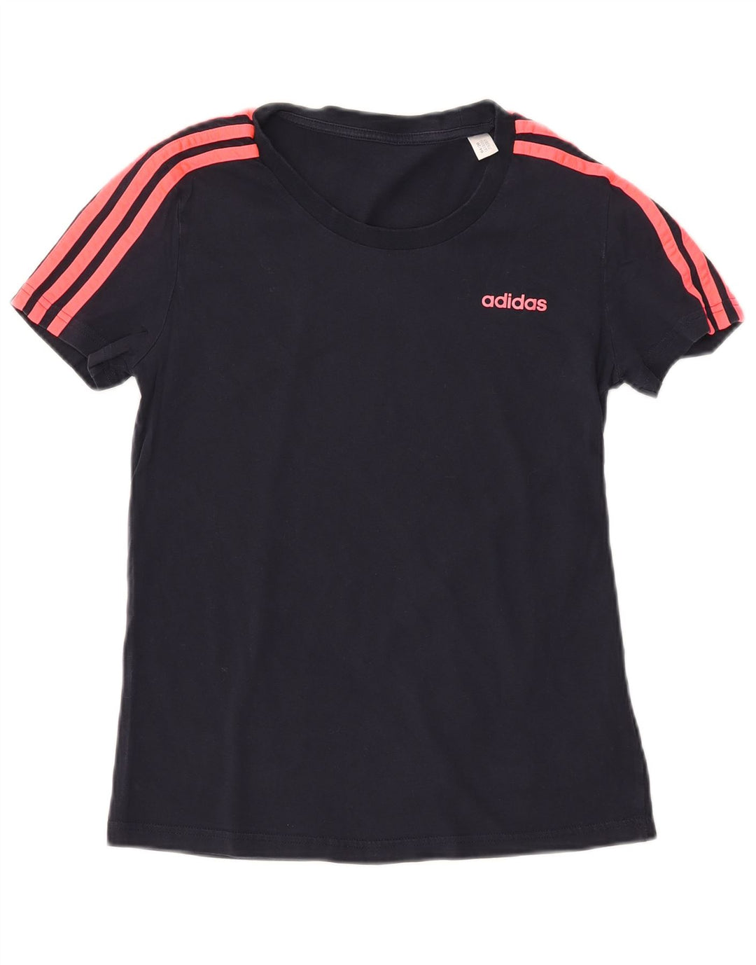 ADIDAS T-shirt top til kvinder UK 12 Mellem marineblå bomuld
