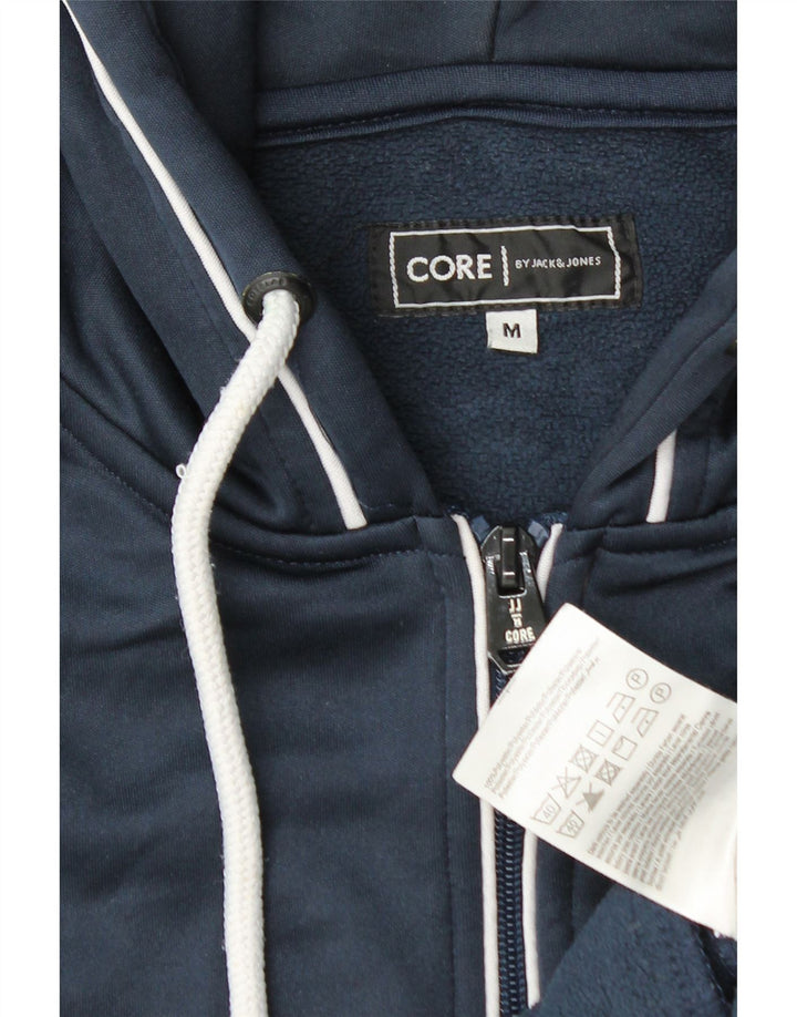 Jack & Jones Herre grafisk hættetrøje med lynlås, medium marineblå polyester