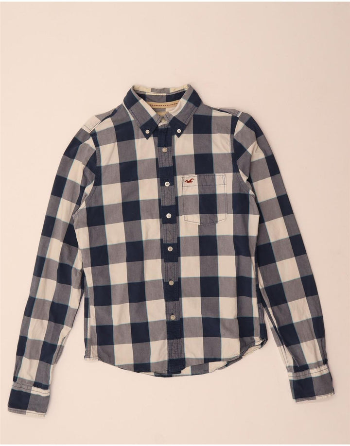 HOLLISTER Mens Shirt Medium Navy Blue Gingham Cotton