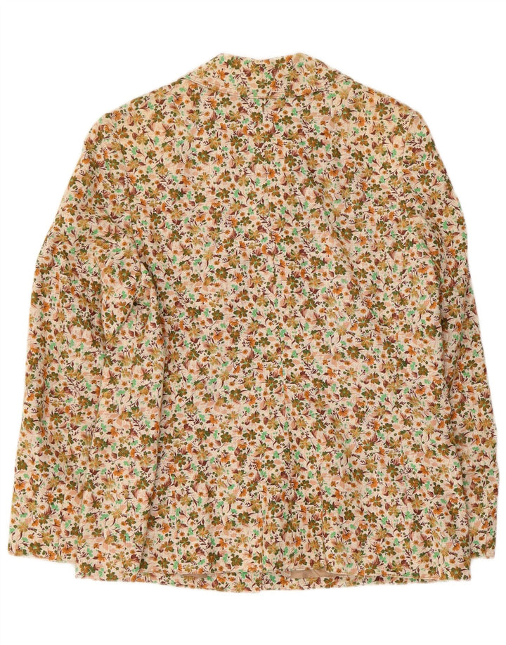 Vintage dame 5-knaps blazerjakke UK 12 Medium Beige Floral