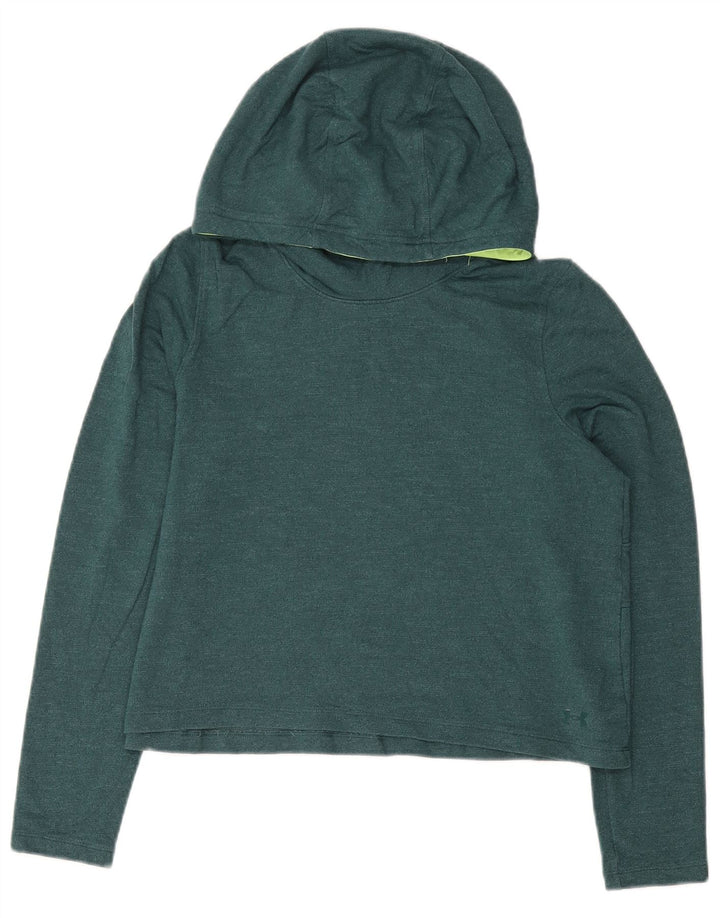 UNDER ARMOUR Dame Crop Hoodie Jumper UK 14 Medium Green