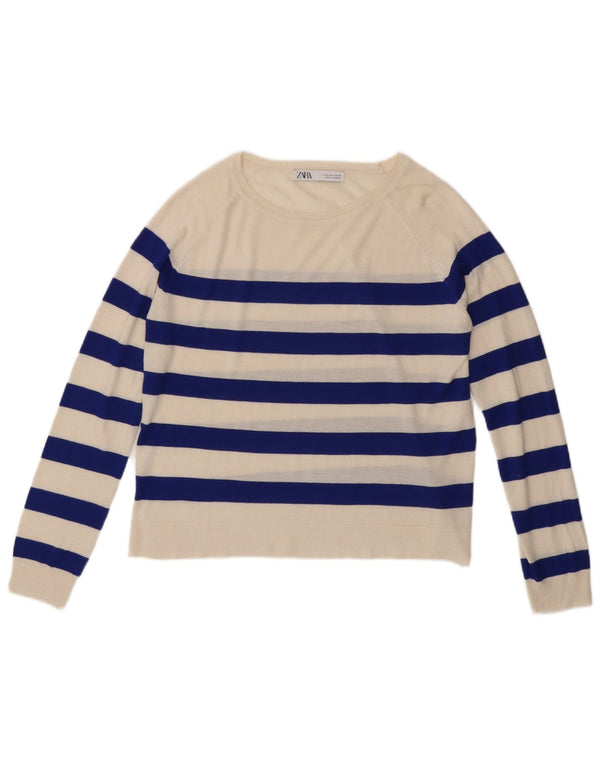 Zara Womens Bolero Top UK 10 Small Off White Stribet