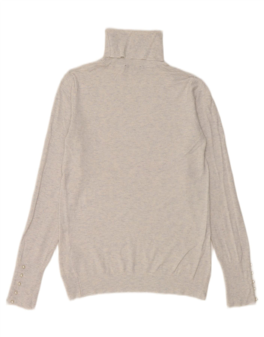 Zara Dame Rullehals Sweater UK 12 Medium White Flecked Viscose