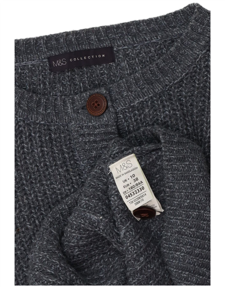 Marks & Spencer Dame Cardigan Sweater UK 10 Small Grey Flecked Acryl