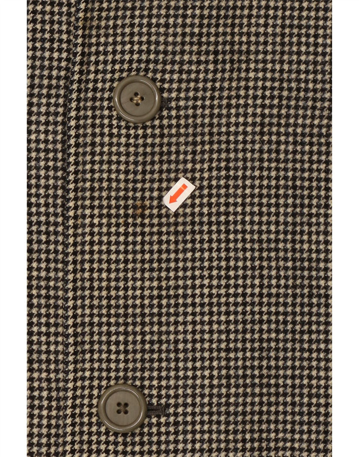 Aquascutum Overfrakke til mænd UK 36 Small Black Houndstooth Uld Classic