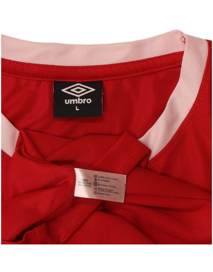Umbro Dame Grafisk T-Shirt Top UK 16 Stor Rød Polyester