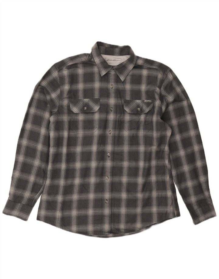 Eddie Bauer Herre flannelskjorte Stor marineblå ternet polyester