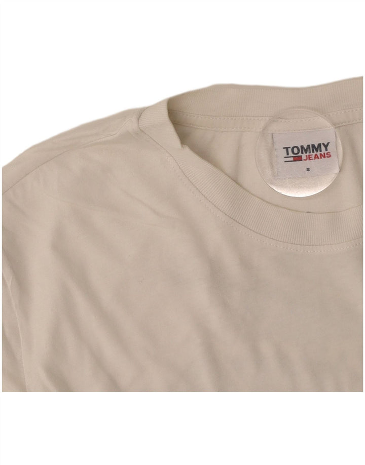 TOMMY HILFIGER Dame Crop Grafisk T-Shirt Top UK 10 Small White