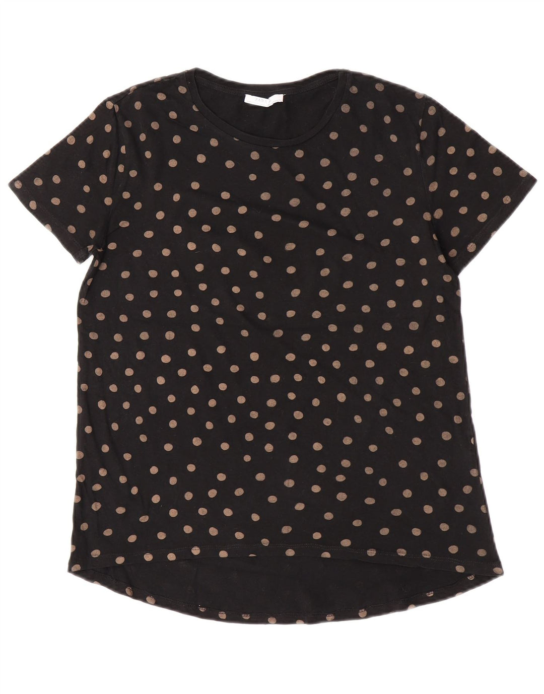 Zara T-Shirt Top UK 10 Small Black Polka Dot