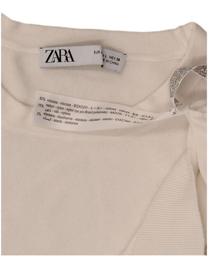 Zara Dame sweater med rund hals DK 14 Stor hvid viskose