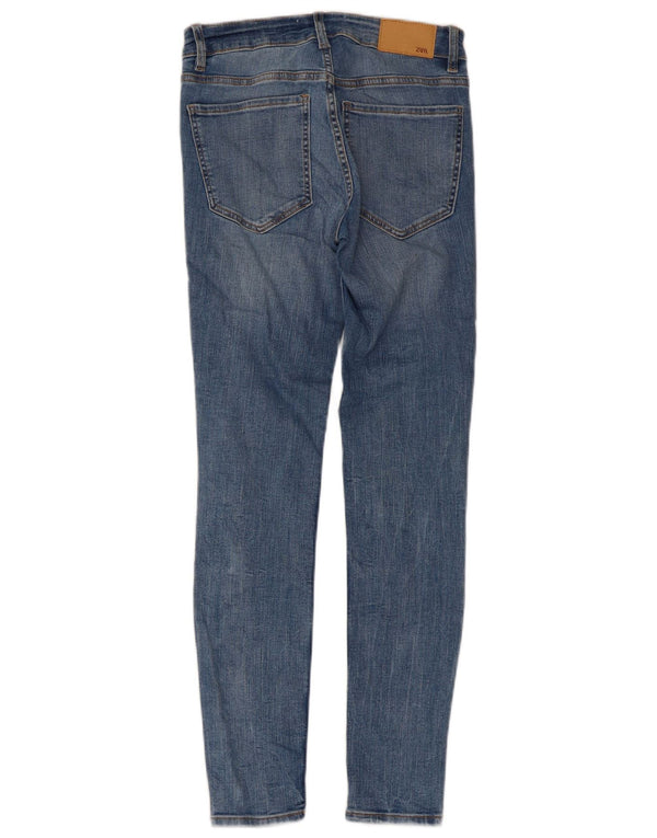 Zara Dame Højtalje Skinny Jeans EU 36 XS W26 L29 Blå Bomuld