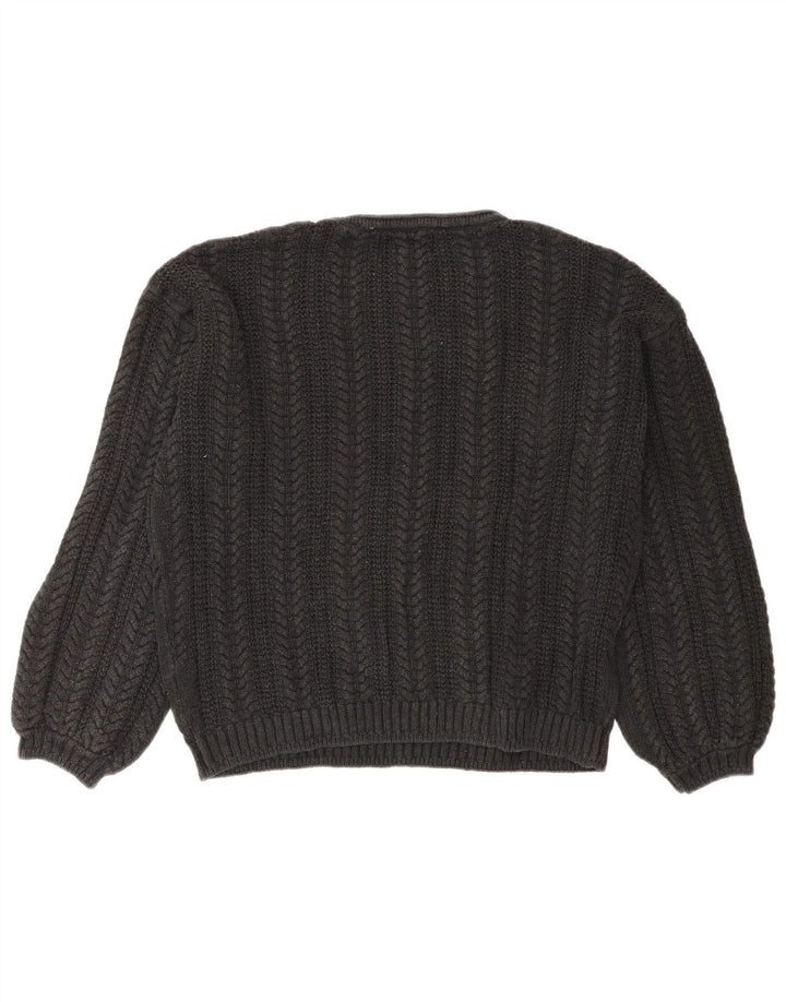 Fat Face Womens Crop Oversized Crew Neck Jumper Sweater UK 10 Small Grey