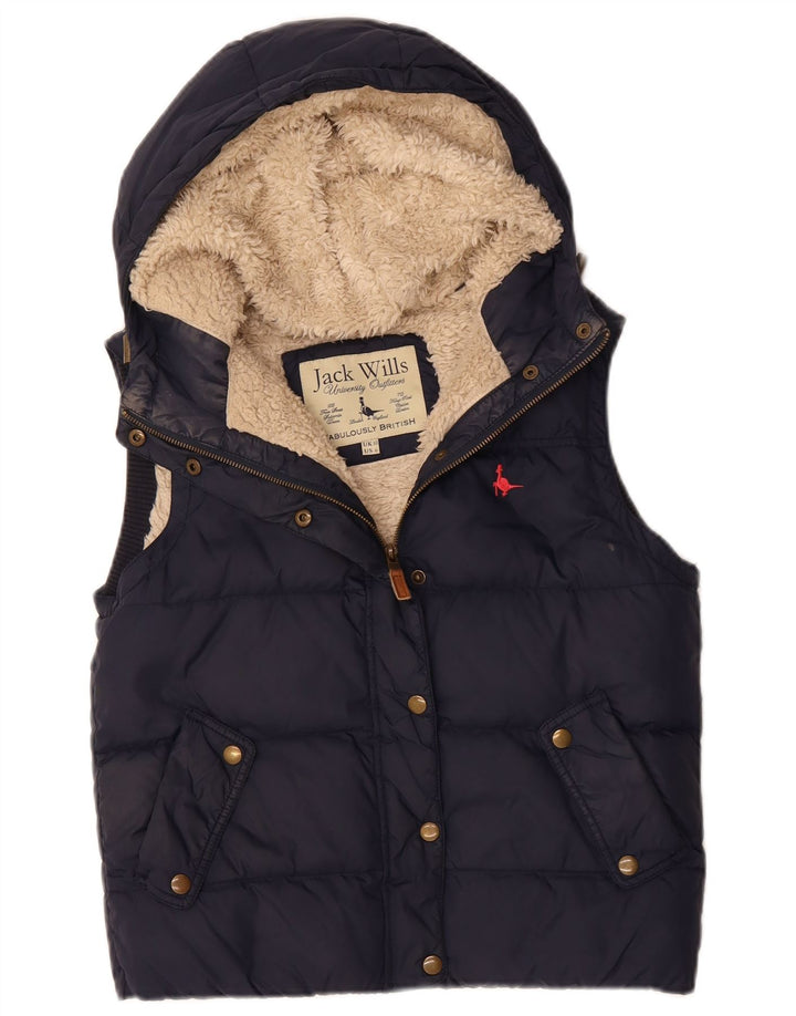 JACK WILLS Dame Oversized Hætte Polstret Gilet UK 10 Small Navy Blue