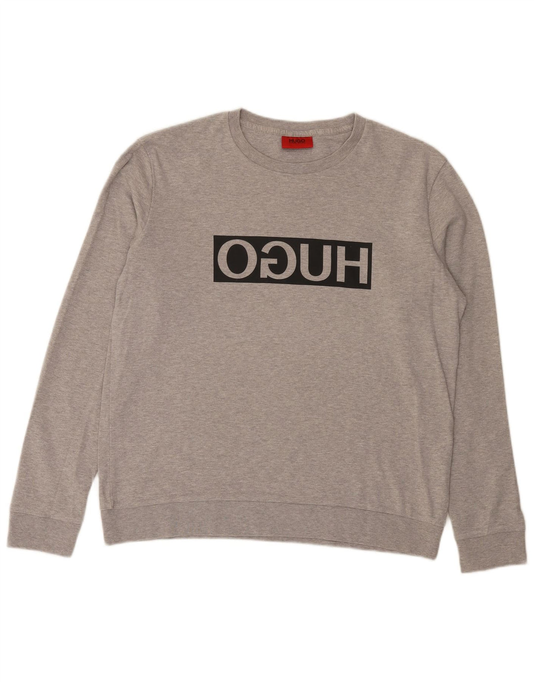 Hugo Boss Herre Grafisk Sweatshirt Jumper Stor Grå Bomuld