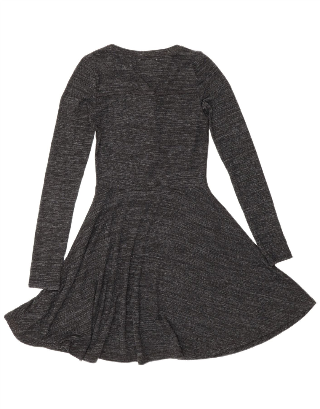 Superdry Langærmet A-Line Kjole til kvinder UK 8 Small Grå Flecked Viscose