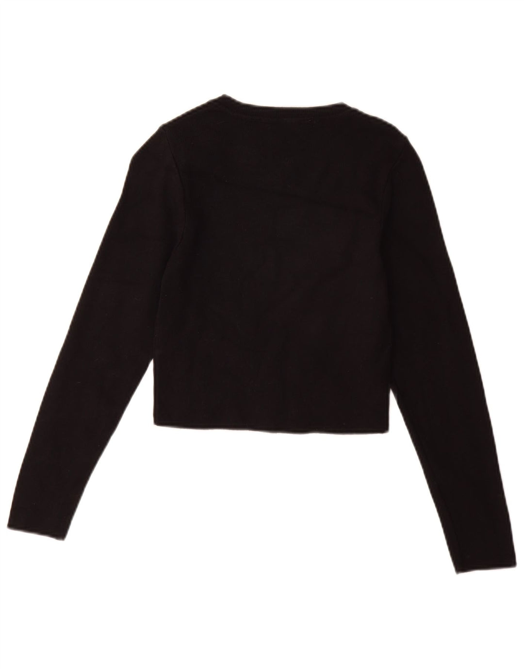 Zara Womens Crop Top Langærmet UK 14 Large Black Viscose