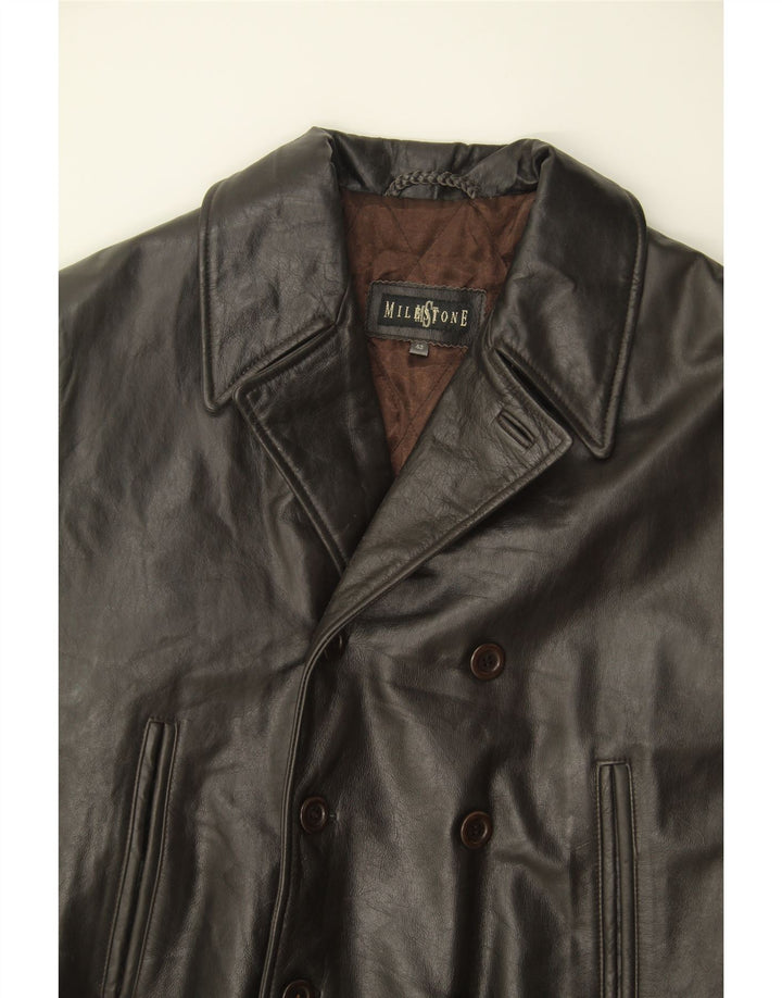 MILESTONE Mens Leather Coat IT 48 Medium Brown Vintage Milestone and Second-Hand Milestone from Messina Hembry 