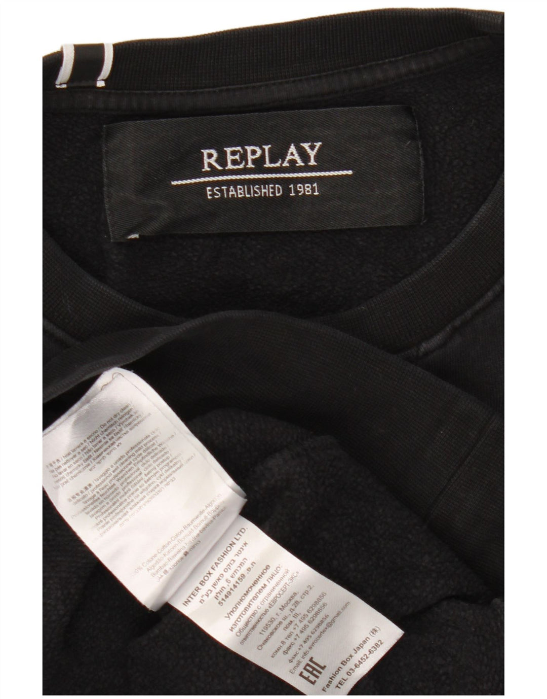 Replay Dame Sweatshirt Jumper UK 16 Stor Sort Bomuld