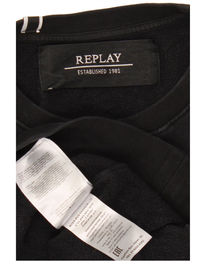 Replay Dame Sweatshirt Jumper UK 16 Stor Sort Bomuld