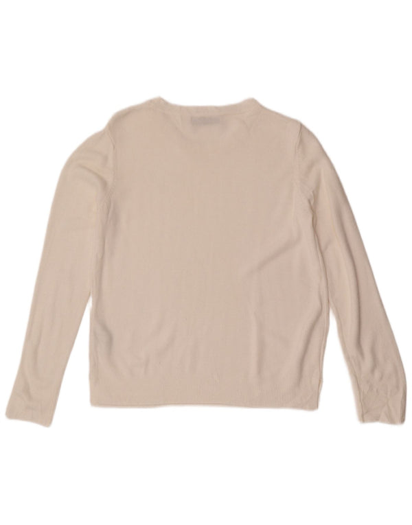 Marks & Spencer Dame Boat Neck Jumper Sweater UK 14 Medium White Acryl