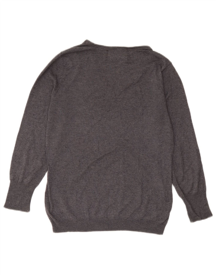 Zara Dame V-hals sweater UK 12 Medium Grå Silke