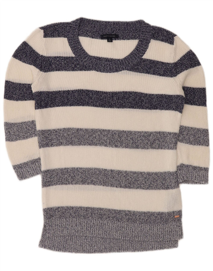 TOMMY HILFIGER Dame Boat Neck Jumper Sweater UK 14 Medium Navy Blue